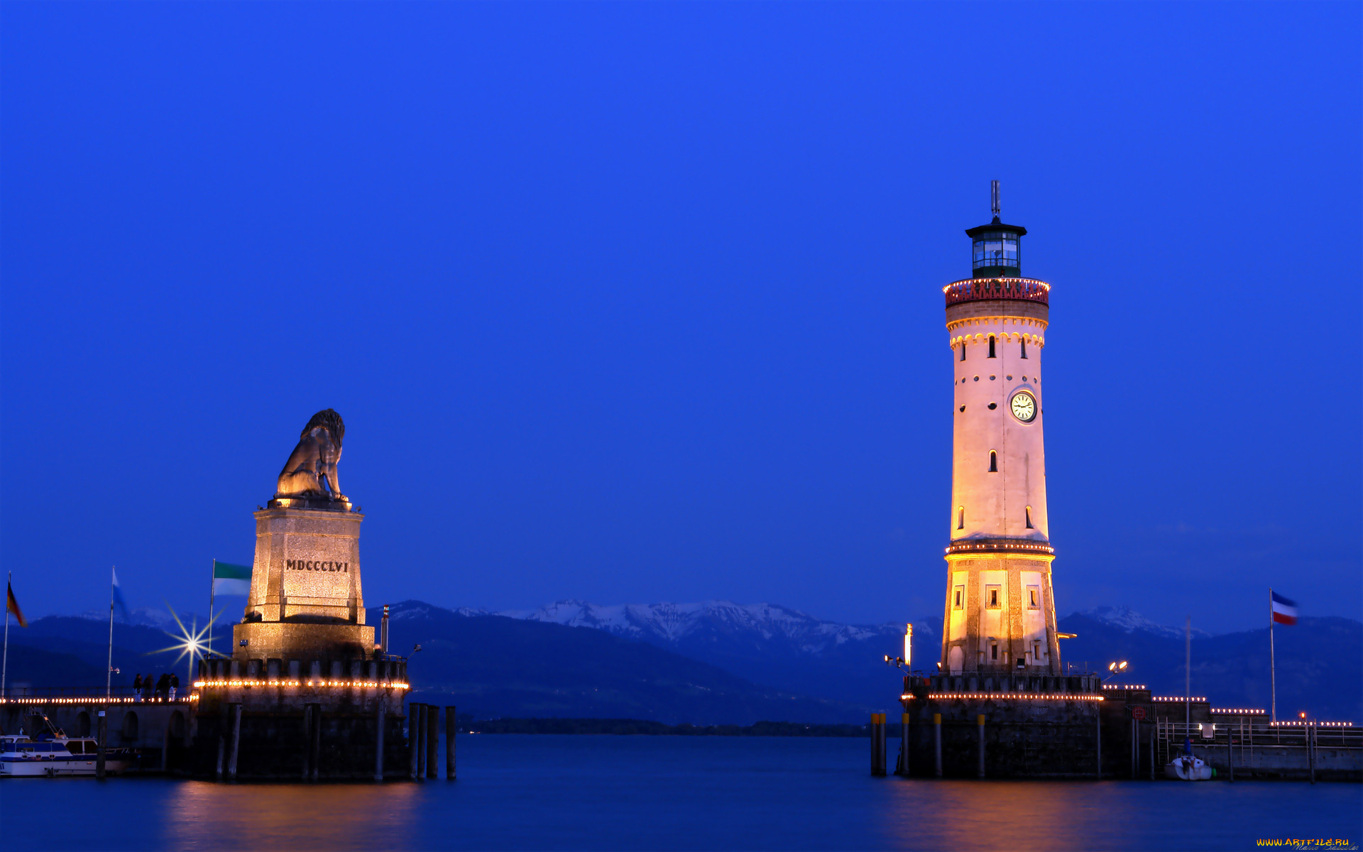 port, of, lindau, lake, constance, germany, , , , , 